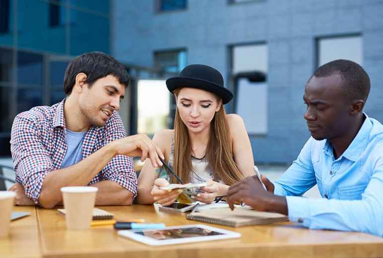 People engaging in conversation