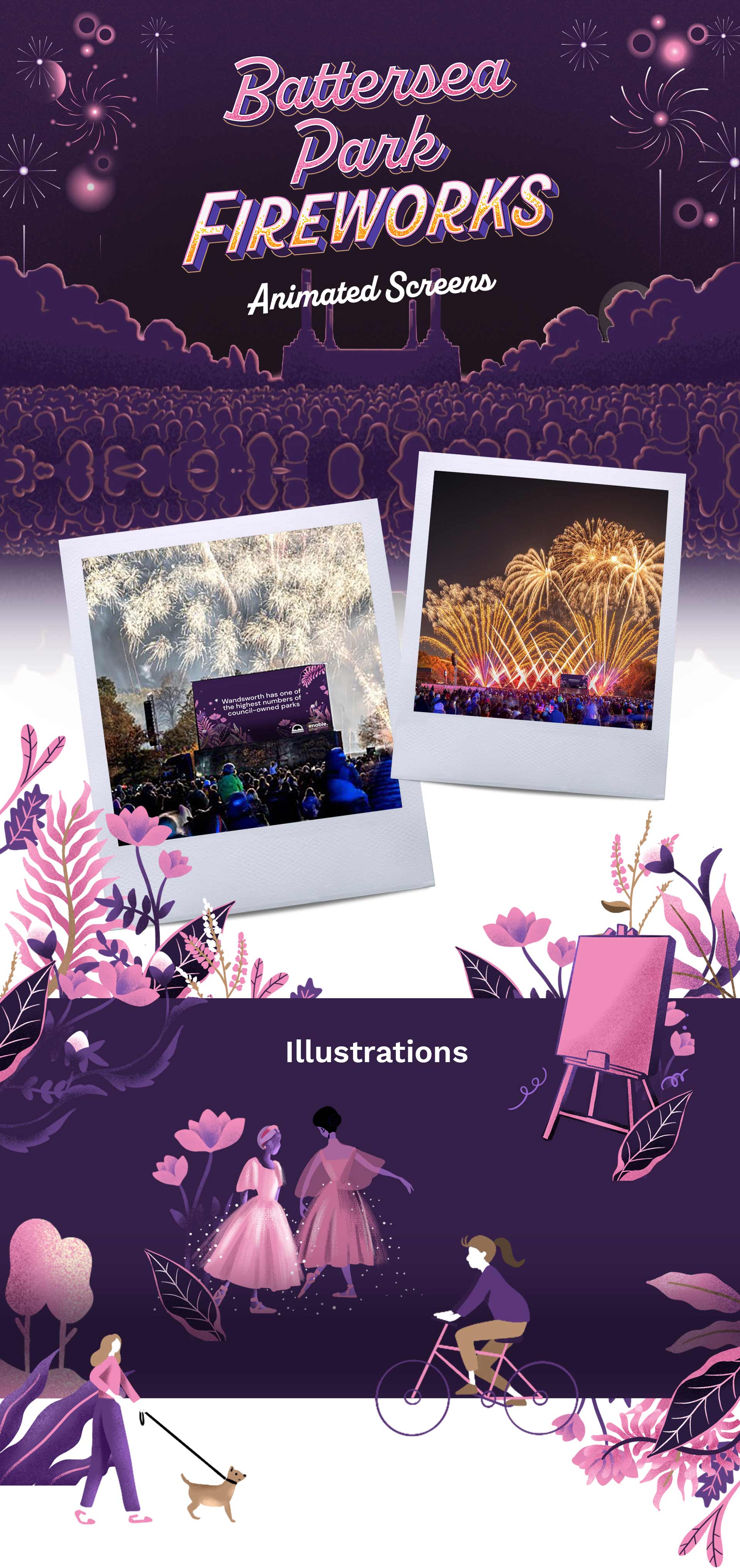 Battersea Parks Fireworks animated illustrations